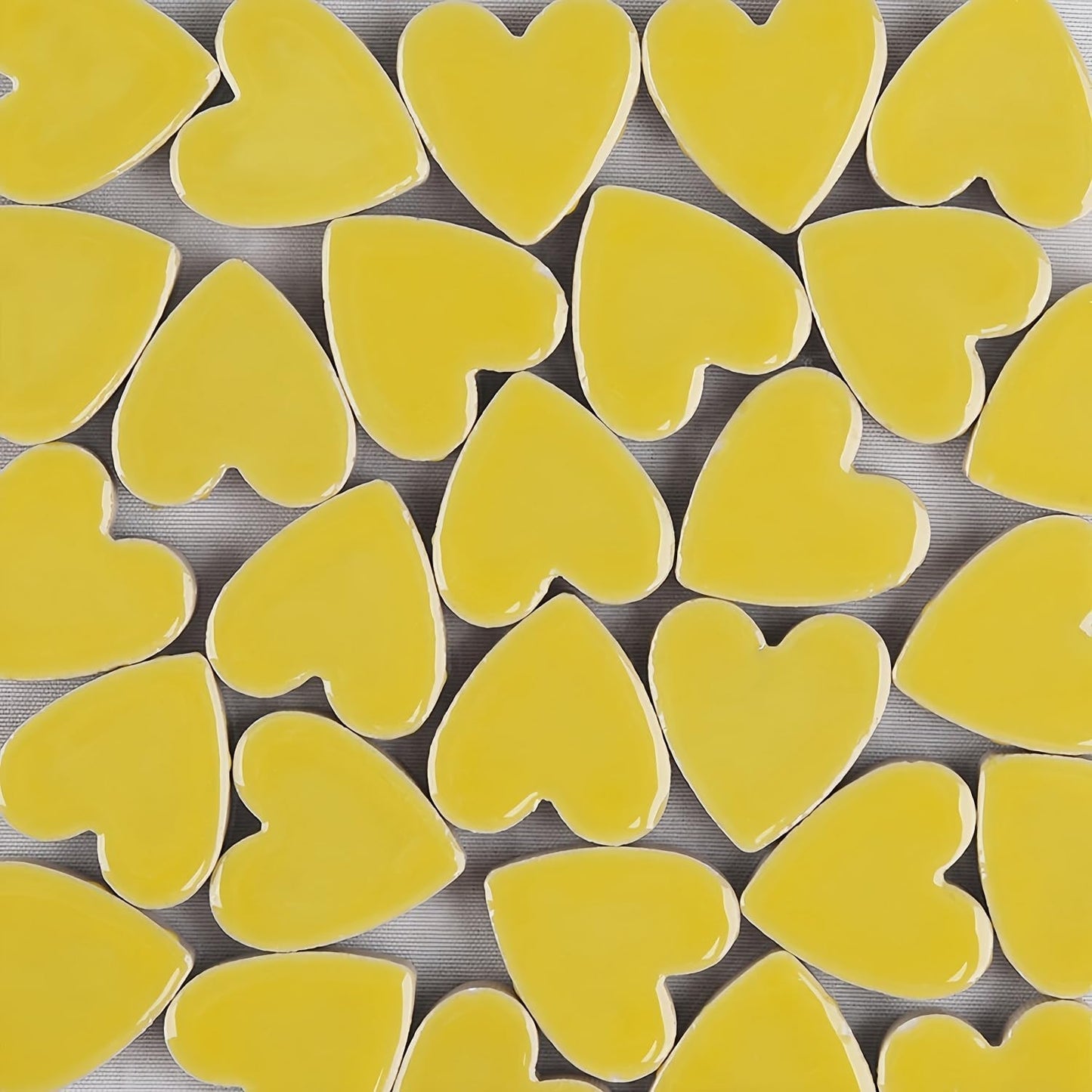 Mosaic Tiles Stained Glass, Heart Shape Ceramic Mosaic Making with Handmade for DIY Art Crafts，Home Decorations -About 24Pcs 100G(0.22LB),Yellow