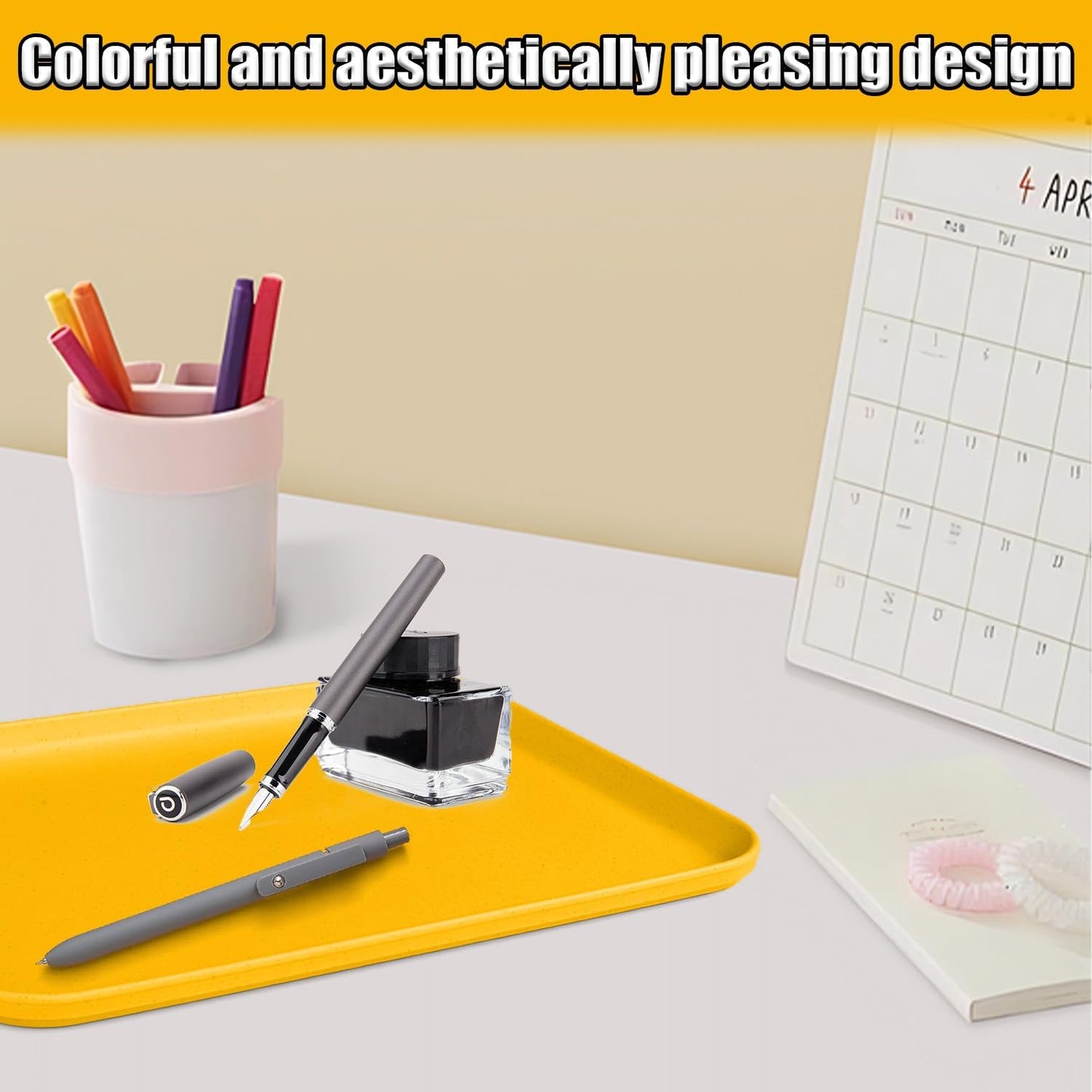 Plastic Serving Trays, 12 Pack Cafeteria Trays Plastic Fast Food Tray for DIY Projects, Painting, Beads, Organizing Supply, 9.4 X 6.7 X 0.6 Inches (Yellow)