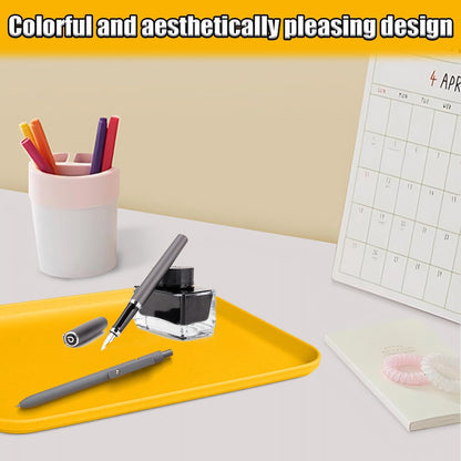 Plastic Serving Trays, 12 Pack Cafeteria Trays Plastic Fast Food Tray for DIY Projects, Painting, Beads, Organizing Supply, 9.4 X 6.7 X 0.6 Inches (Yellow)