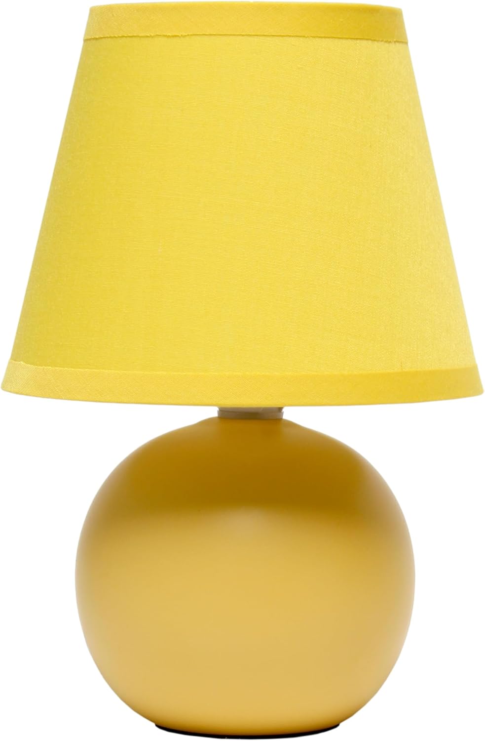 LT1196-YLW-2PK 8.66" 2-Pack Chic Little Globe Ceramic Table Lamp Set with Matching Tapered Shade, for Living Room, Bedroom, Office, Yellow
