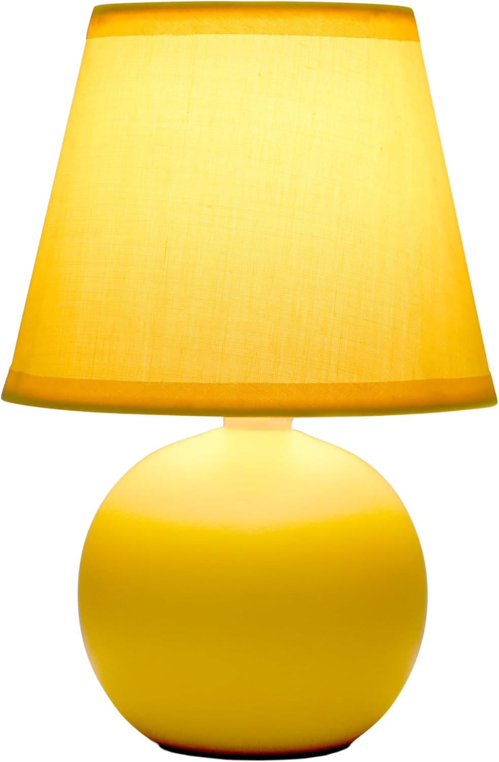 LT1196-YLW-2PK 8.66" 2-Pack Chic Little Globe Ceramic Table Lamp Set with Matching Tapered Shade, for Living Room, Bedroom, Office, Yellow