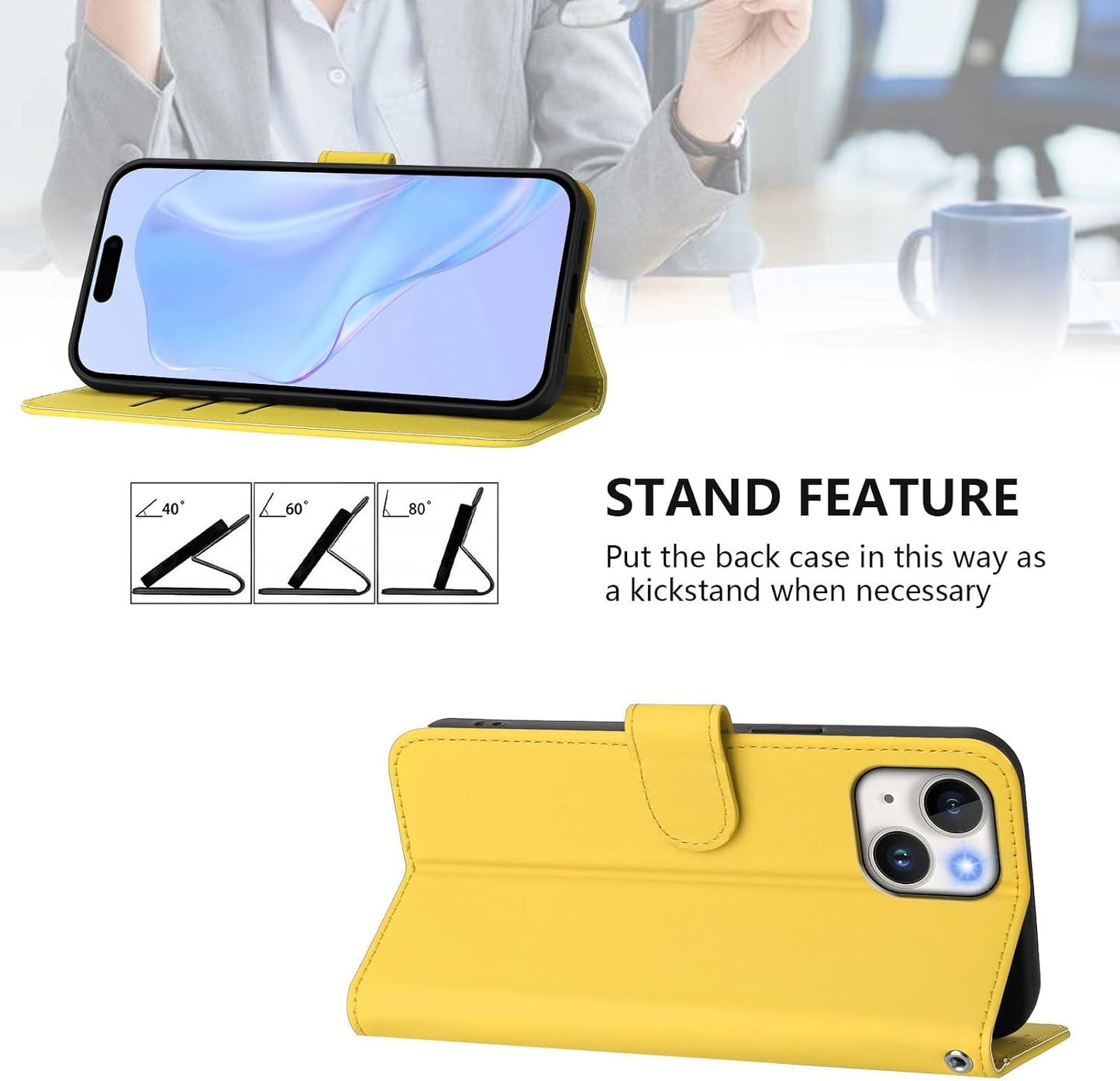 Phone Case Leather Compatible with Apple Phone 13 Mini Shockproof, Waterproof Protection Case with Credit Card Holder and Magnetic Yellowing-Resistant Bumper Cover Compatible with iPhone 13 Mini