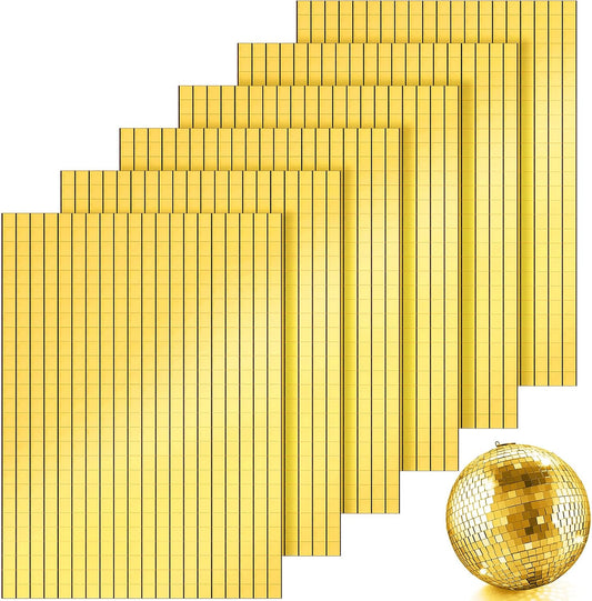 3600 Pieces Mirrors Mosaic Disco Ball Mirror Tiles Self-Adhesive Real Square Glass Mirror DIY Tiles for Craft DIY Glass Decorations Making(Gold,0.2 Inch)