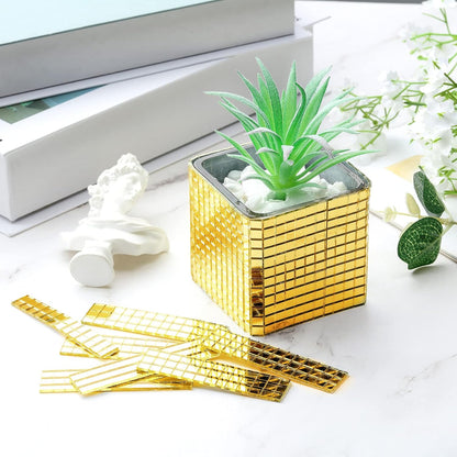 3600 Pieces Mirrors Mosaic Disco Ball Mirror Tiles Self-Adhesive Real Square Glass Mirror DIY Tiles for Craft DIY Glass Decorations Making(Gold,0.2 Inch)