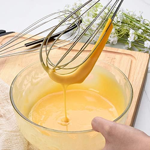 2-in-1 Stainless Steel Whisk with Silicone Scraper (2-Piece), Classic 12'' Kitchen Balloon Whisk Egg Beater for Cooking, Blending, Whisking, Beating, Frothing and Stirring (Yellow + Yellow)