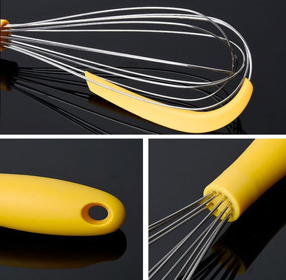 2-in-1 Stainless Steel Whisk with Silicone Scraper (2-Piece), Classic 12'' Kitchen Balloon Whisk Egg Beater for Cooking, Blending, Whisking, Beating, Frothing and Stirring (Yellow + Yellow)