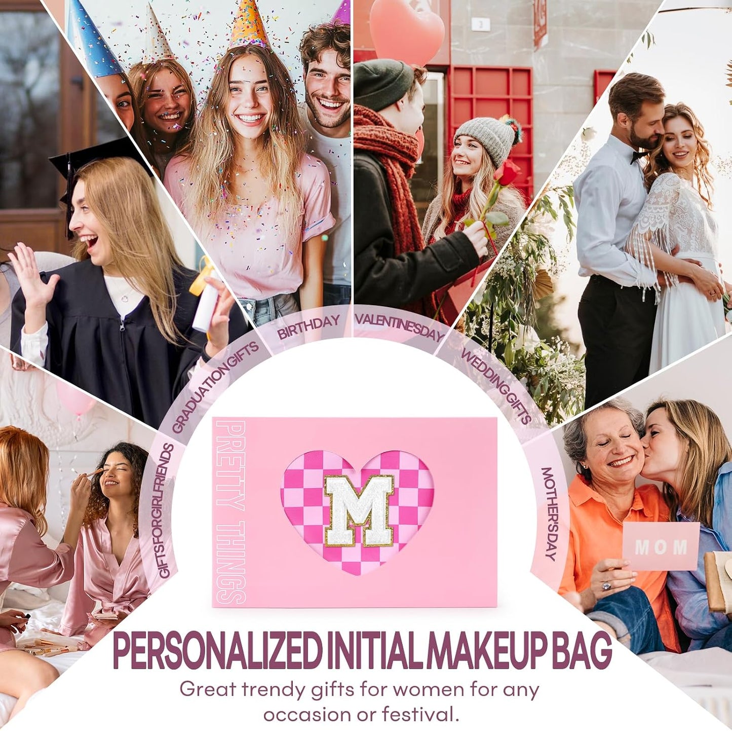 2 PCS Initial Makeup Bags for Women: Cosmetic Bag for Travel Toiletry - Birthday Gifts for 11 12 13 14 15 16 17 18 Years Old Girl Graduation Teacher Gift- Teen Girl Gifts Trendy Stuff - Yellow A