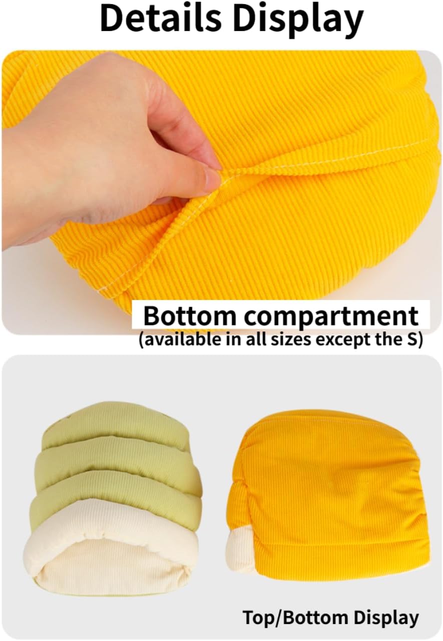 Shell-Shaped Cotton Pet Bed for Hamsters/Sugar Gliders/Gerbils/Cockatiels - Washable, All-Season Use, with Bottom Compartment for Heat Patch (Yellow,Small)