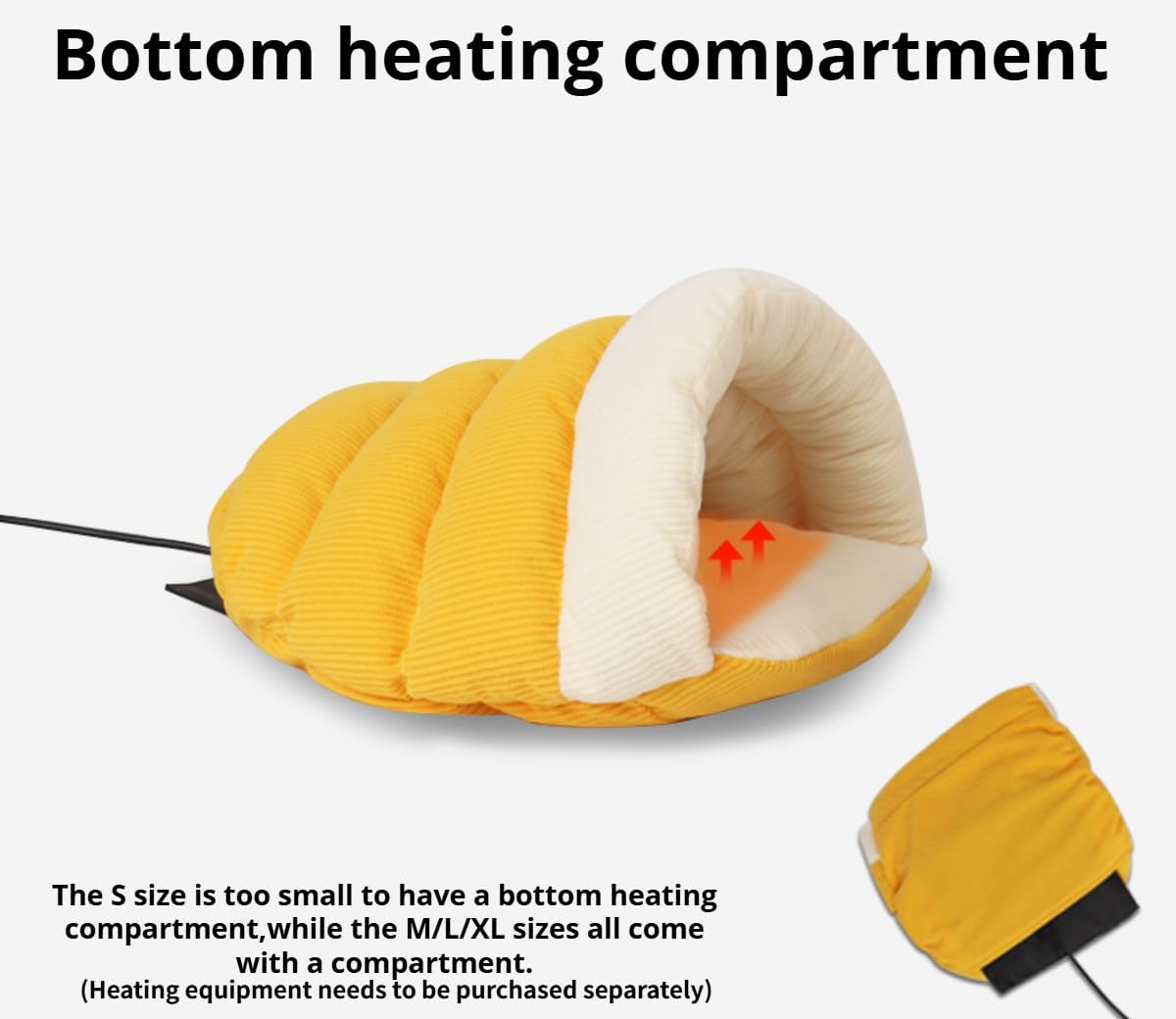 Shell-Shaped Cotton Pet Bed for Hamsters/Sugar Gliders/Gerbils/Cockatiels - Washable, All-Season Use, with Bottom Compartment for Heat Patch (Yellow,Small)