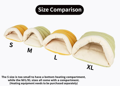 Shell-Shaped Cotton Pet Bed for Hamsters/Sugar Gliders/Gerbils/Cockatiels - Washable, All-Season Use, with Bottom Compartment for Heat Patch (Yellow,Small)