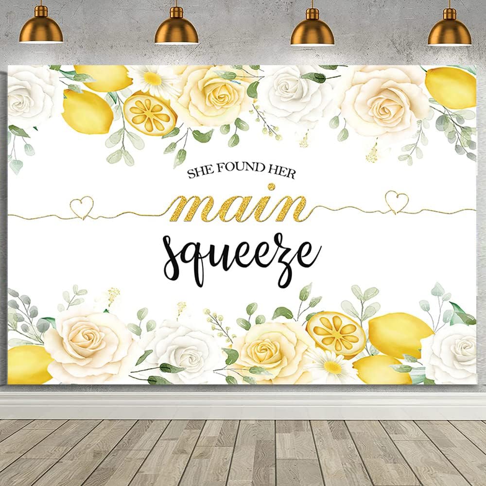 Lemon Bridal Shower Backdrop She Found Her Main Squeeze Bridal Shower Decorations Lemonade Bachelorette Wedding Engagement Decoration Banner 7x5ft