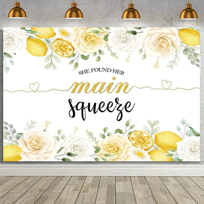 Lemon Bridal Shower Backdrop She Found Her Main Squeeze Bridal Shower Decorations Lemonade Bachelorette Wedding Engagement Decoration Banner 7x5ft