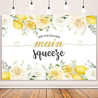 Lemon Bridal Shower Backdrop She Found Her Main Squeeze Bridal Shower Decorations Lemonade Bachelorette Wedding Engagement Decoration Banner 7x5ft