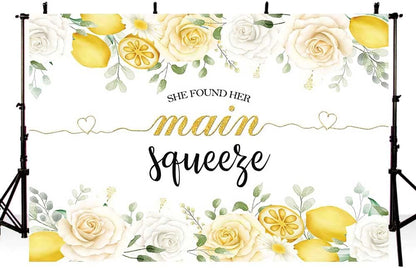 Lemon Bridal Shower Backdrop She Found Her Main Squeeze Bridal Shower Decorations Lemonade Bachelorette Wedding Engagement Decoration Banner 7x5ft