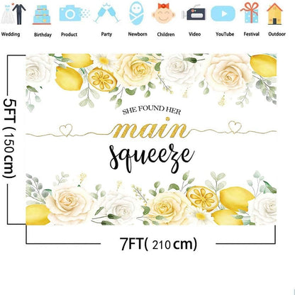 Lemon Bridal Shower Backdrop She Found Her Main Squeeze Bridal Shower Decorations Lemonade Bachelorette Wedding Engagement Decoration Banner 7x5ft