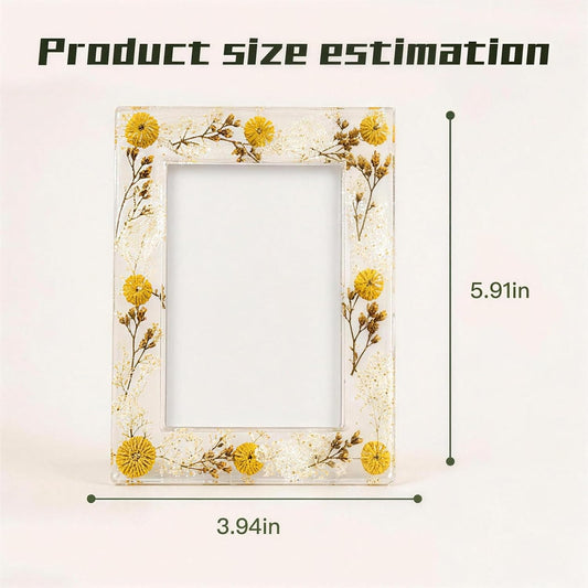 4x6 picture frame, botanical photo frame, pressed flower acrylic frame with dried flowers, decorative tabletop keepsake for home decor