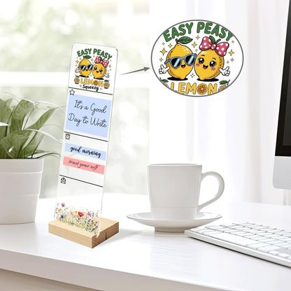 Sticky Note Holder Acrylic Monitor Memo Board Desk Organizers Desk Decor Post It Note Holder Easy Peasy Lemon Squeezy Cute Cartoon Lemon Positive Funny Office Desk Sign