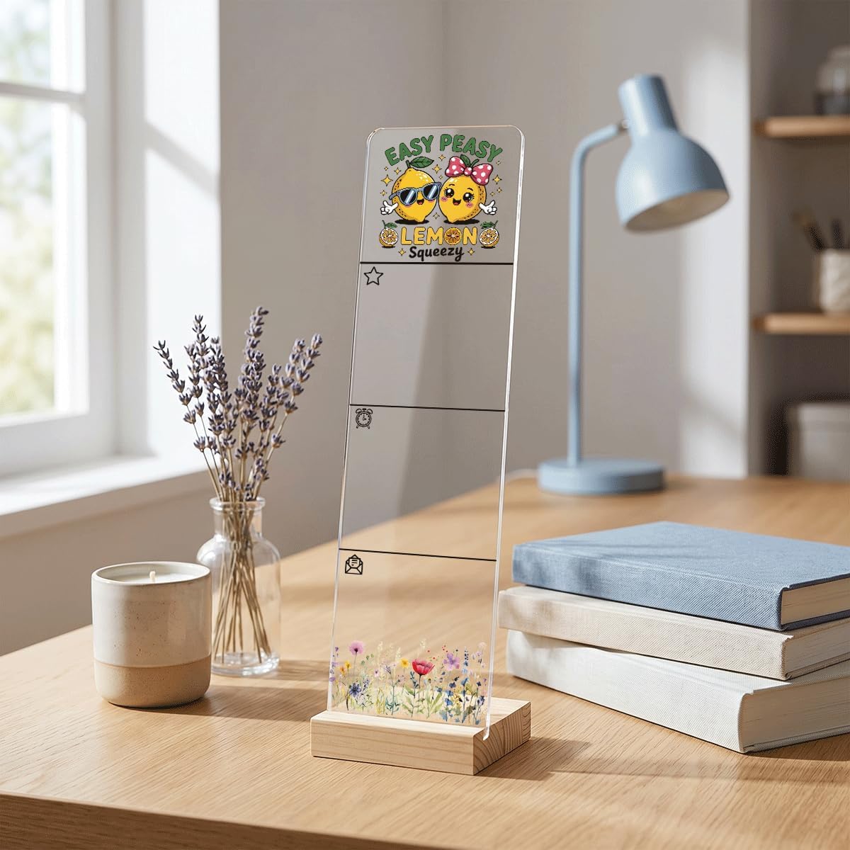 Sticky Note Holder Acrylic Monitor Memo Board Desk Organizers Desk Decor Post It Note Holder Easy Peasy Lemon Squeezy Cute Cartoon Lemon Positive Funny Office Desk Sign