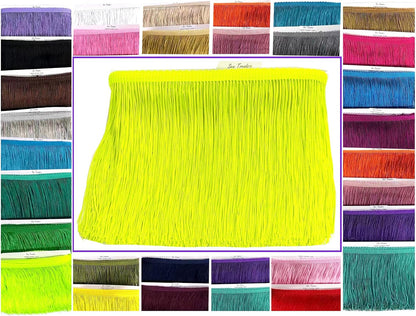 5 Yards of 12" Long Chainette Fringe Thread Yarn Tassel Trim Braid Fringe for Crafts Sewing and Decor-Neon Yellow