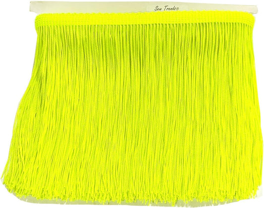 5 Yards of 12" Long Chainette Fringe Thread Yarn Tassel Trim Braid Fringe for Crafts Sewing and Decor-Neon Yellow