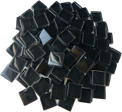 Mosaic Tiles Squares Black Crystal Mosaic Glass Tile for Crafts Bulk DIY Picture Frames Handmade Jewelry Coasters Art Material Decoration,1x1cm,100 Pieces