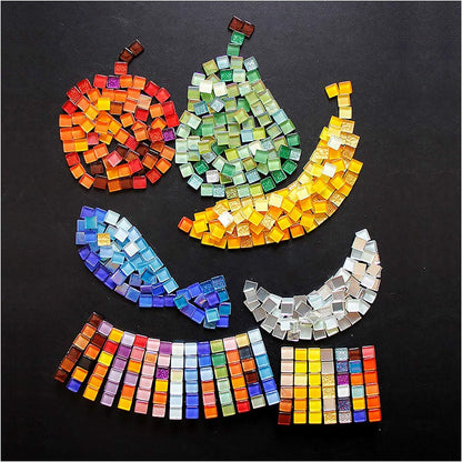 Mosaic Tiles Squares Black Crystal Mosaic Glass Tile for Crafts Bulk DIY Picture Frames Handmade Jewelry Coasters Art Material Decoration,1x1cm,100 Pieces