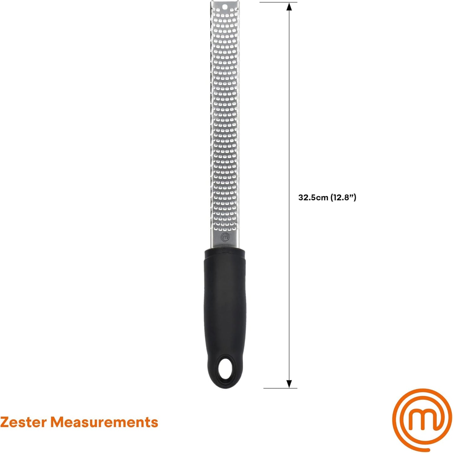 Lemon Zester Grater with Handle, Kitchen Tool for Zesting Citrus Fruits & Finely Grating Parmesan Cheese, Garlic, Ginger, Coconut, Nutmeg, Wasabi, Chocolate etc, Stainless Steel, 12 inches