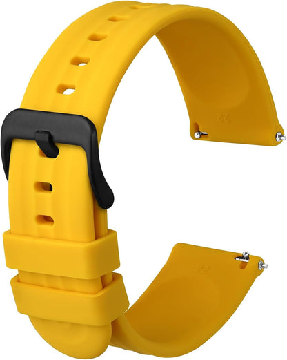 ANBEER Silicone Watch Band 18mm 20mm 22mm 19mm 21mm, Quick Release Rubber Replacement Strap for Men Women - Extra Long
