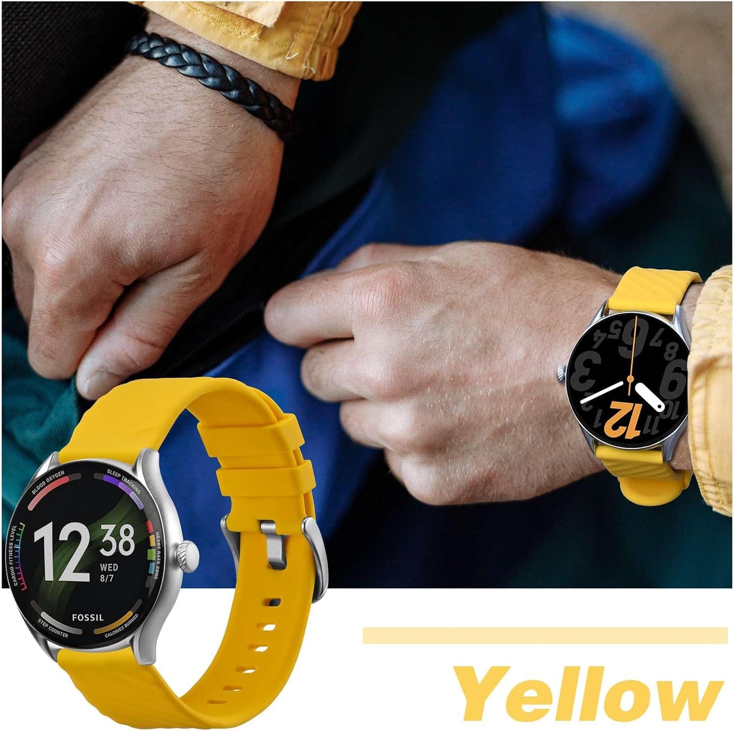 ANBEER Silicone Watch Band 18mm 20mm 22mm 19mm 21mm, Quick Release Rubber Replacement Strap for Men Women - Extra Long