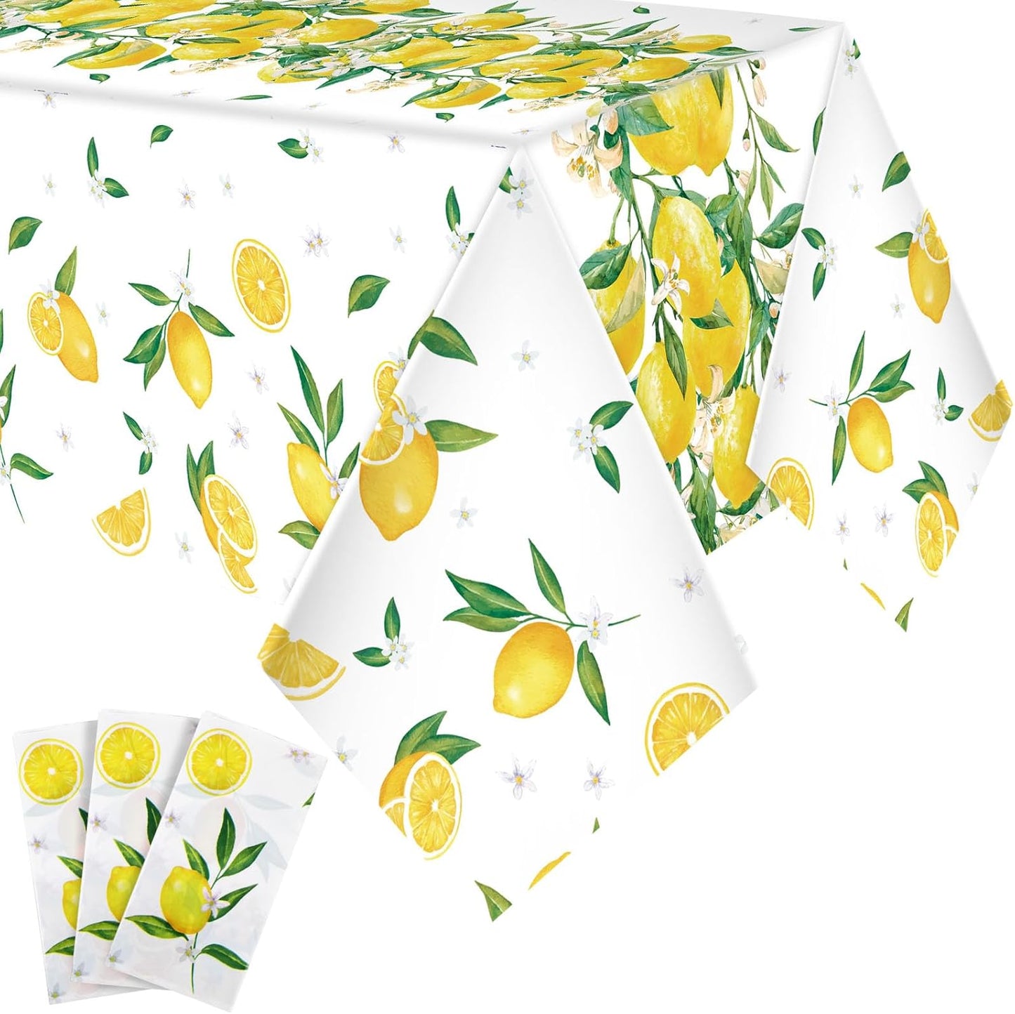 3 Pcs Lemon Tablecloths Plastic Yellow Table Covers 54 x 108 Inch Disposable Rectangular Lemonade Table Cloth for Spring Summer Wedding Lemon Theme Birthday Party Decorations Supplies