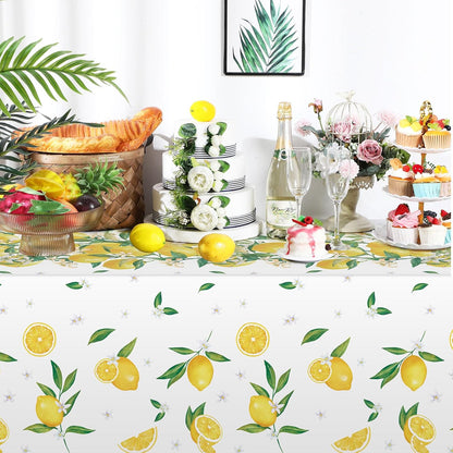 3 Pcs Lemon Tablecloths Plastic Yellow Table Covers 54 x 108 Inch Disposable Rectangular Lemonade Table Cloth for Spring Summer Wedding Lemon Theme Birthday Party Decorations Supplies