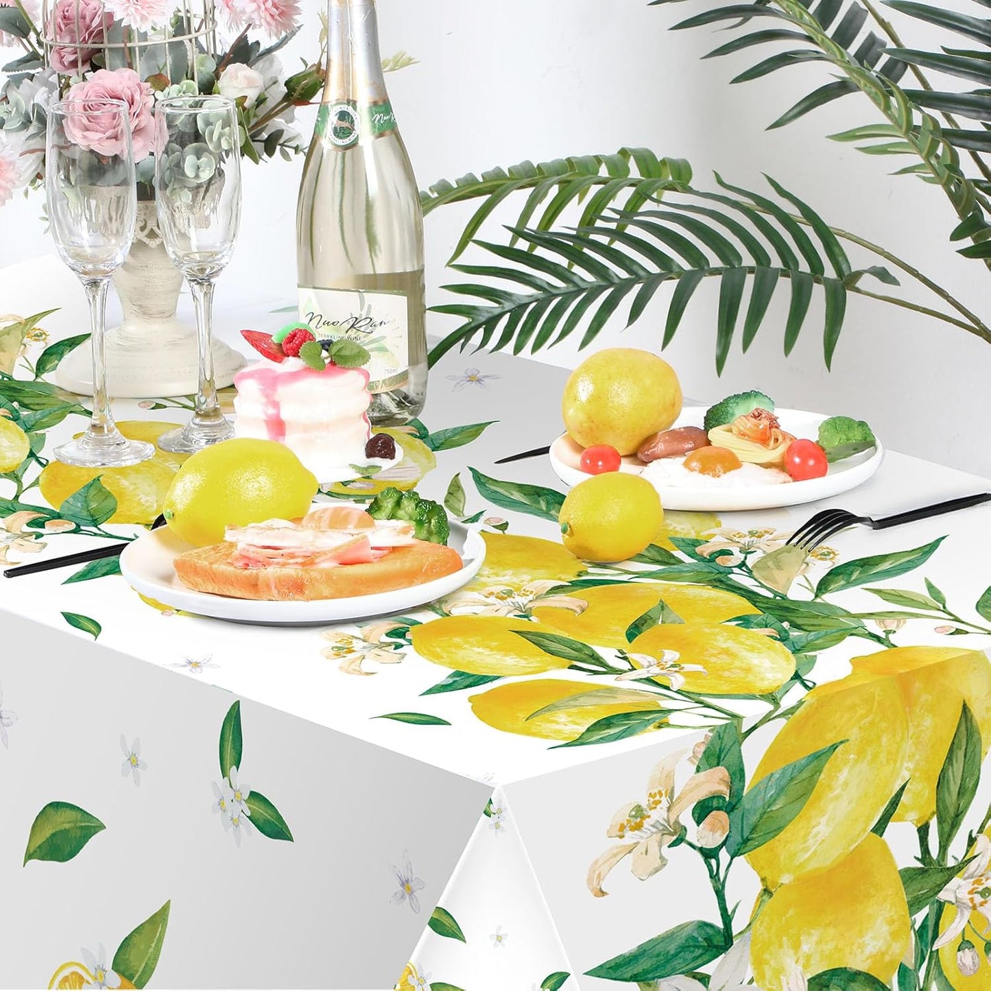3 Pcs Lemon Tablecloths Plastic Yellow Table Covers 54 x 108 Inch Disposable Rectangular Lemonade Table Cloth for Spring Summer Wedding Lemon Theme Birthday Party Decorations Supplies