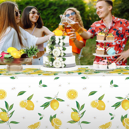 3 Pcs Lemon Tablecloths Plastic Yellow Table Covers 54 x 108 Inch Disposable Rectangular Lemonade Table Cloth for Spring Summer Wedding Lemon Theme Birthday Party Decorations Supplies