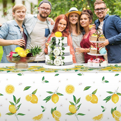 3 Pcs Lemon Tablecloths Plastic Yellow Table Covers 54 x 108 Inch Disposable Rectangular Lemonade Table Cloth for Spring Summer Wedding Lemon Theme Birthday Party Decorations Supplies