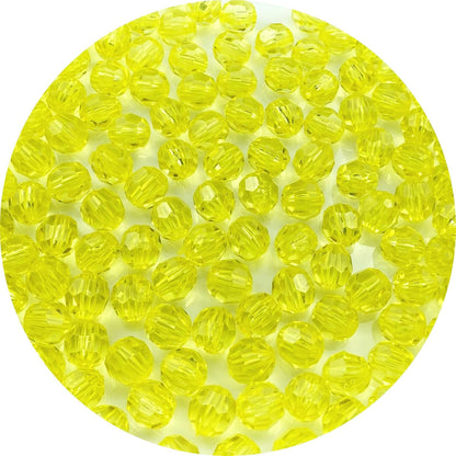 800pcs 6mm Acrylic Round Faceted Beads Colorful Crystal Plastic Spacer Beads Loose Beads for DIY Craft Making Necklace Bracelet Earring Wind Chimes(Lemon Yellow)