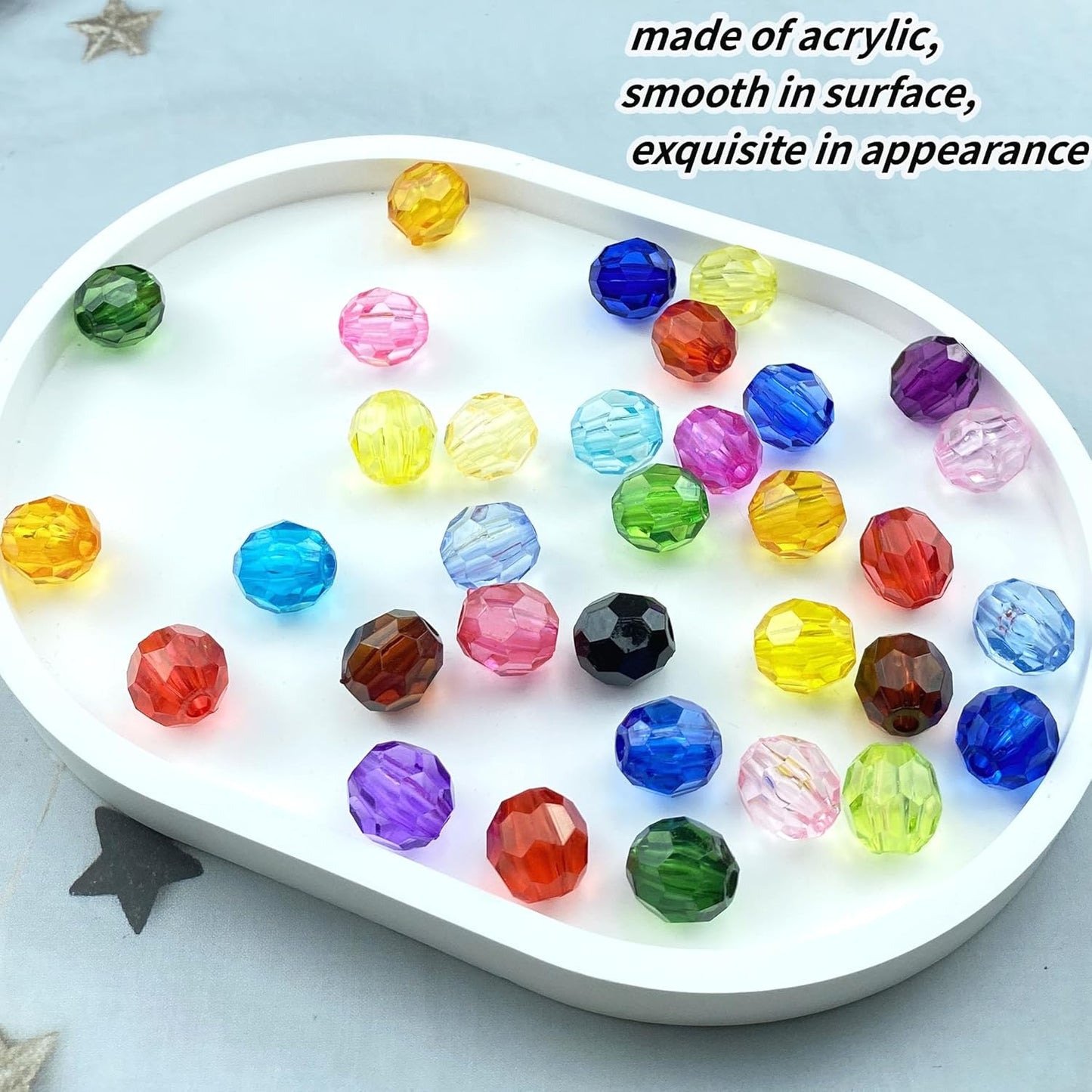 800pcs 6mm Acrylic Round Faceted Beads Colorful Crystal Plastic Spacer Beads Loose Beads for DIY Craft Making Necklace Bracelet Earring Wind Chimes(Lemon Yellow)