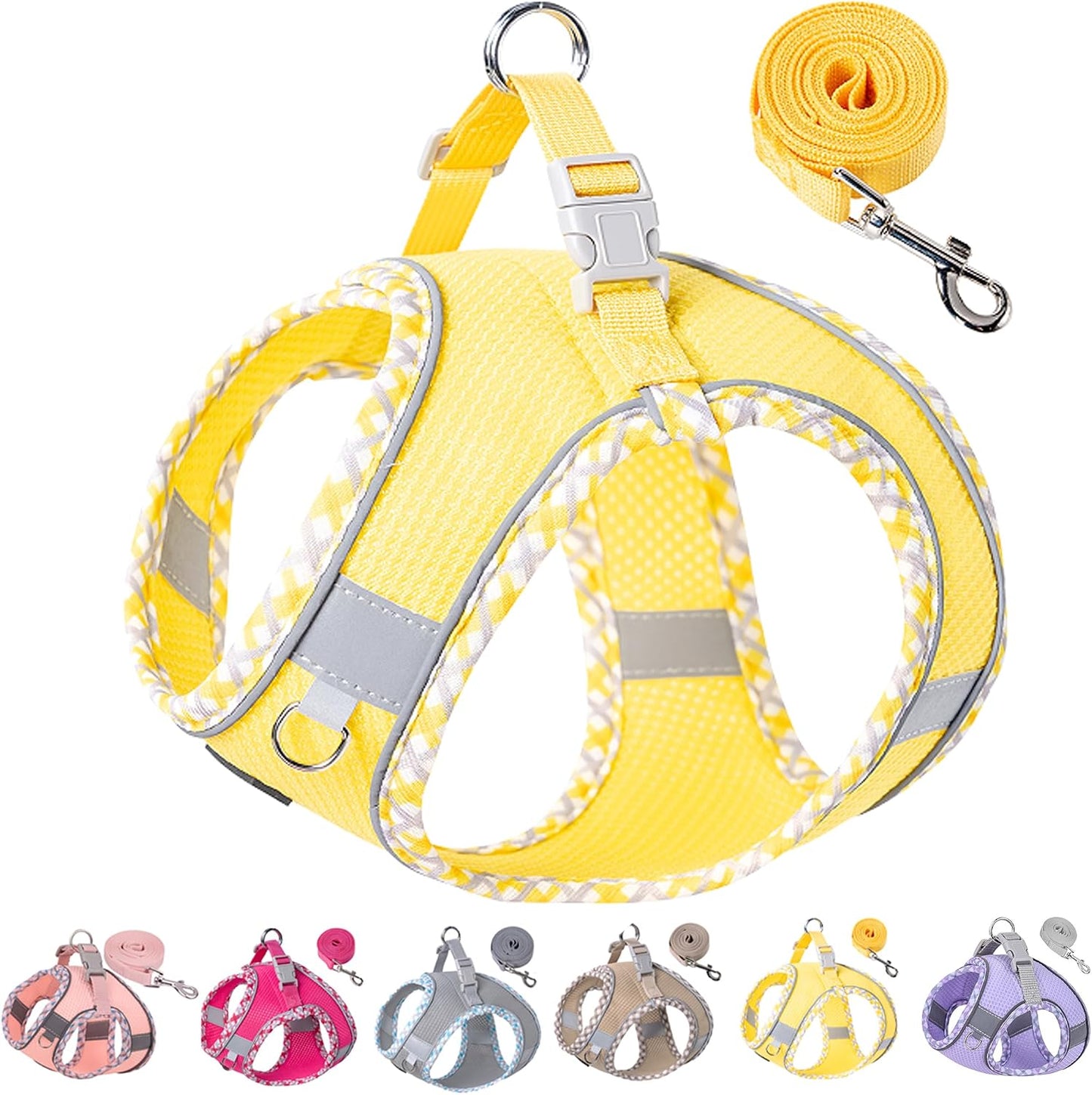 Dog Harness for Small Medium Dogs No Pull, Puppy Harness and Leash Set for Walking, Running, Training, Small Dog Harness, Medium Dog Harness (Yellow, XXS)