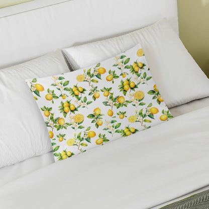 Lemon Satin Pillowcase for Hair and Skin Soft Silk Pillow Case Slip | Fruit Flower Yellow Cooling Pillow Cases with Envelope Closure Standard Size Pillow Cover for Women Men Kids Boys Girls 20x26
