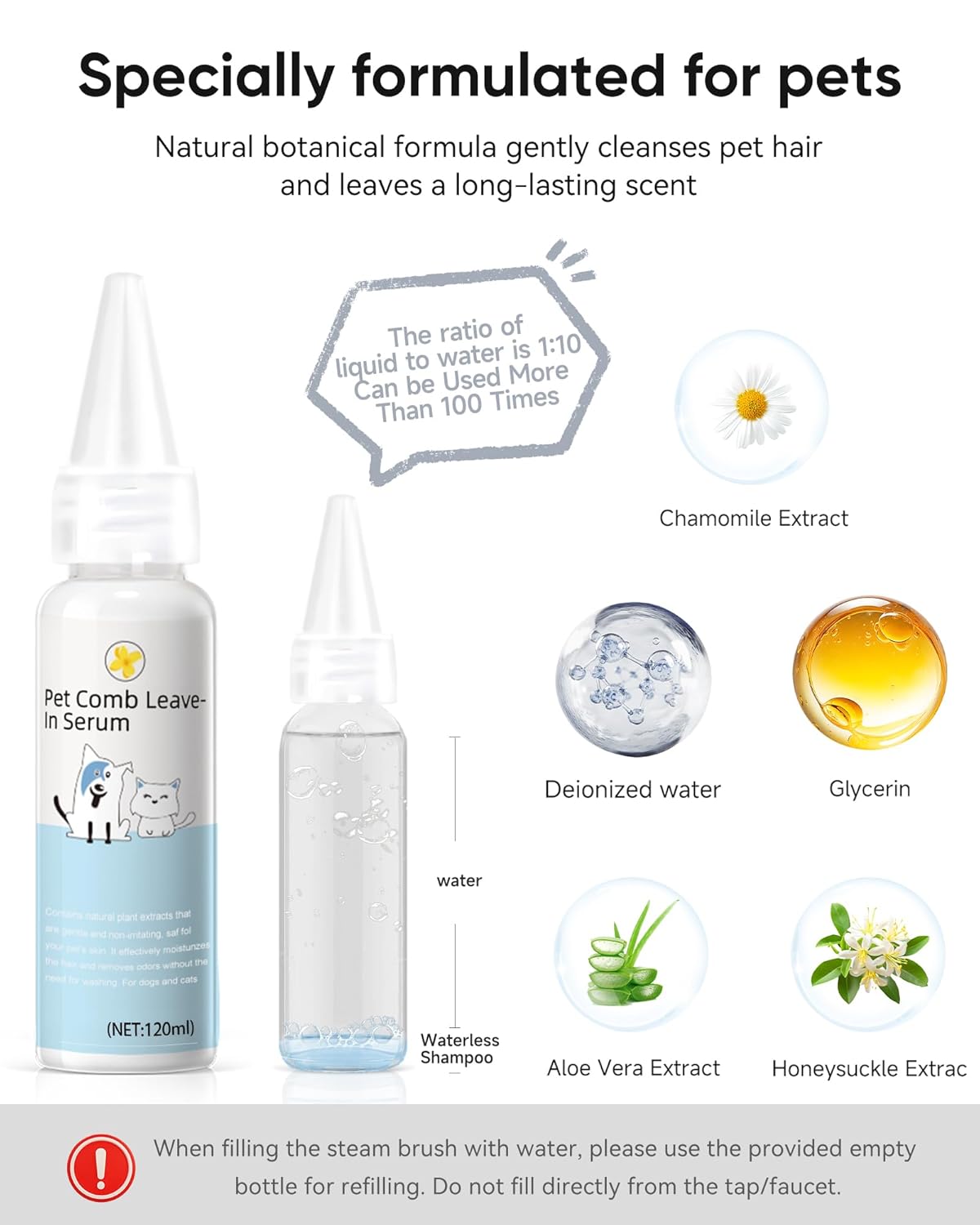 Pet Steam Brush Dog Cat 2026 New Grooming Comb for Shedding, Floating Hair, Smooth & Detangling, Gentle Cool Mist Softens Hair Reduces Static Helps Pets Who Dislike Bathing,Includes Waterless Shampoo