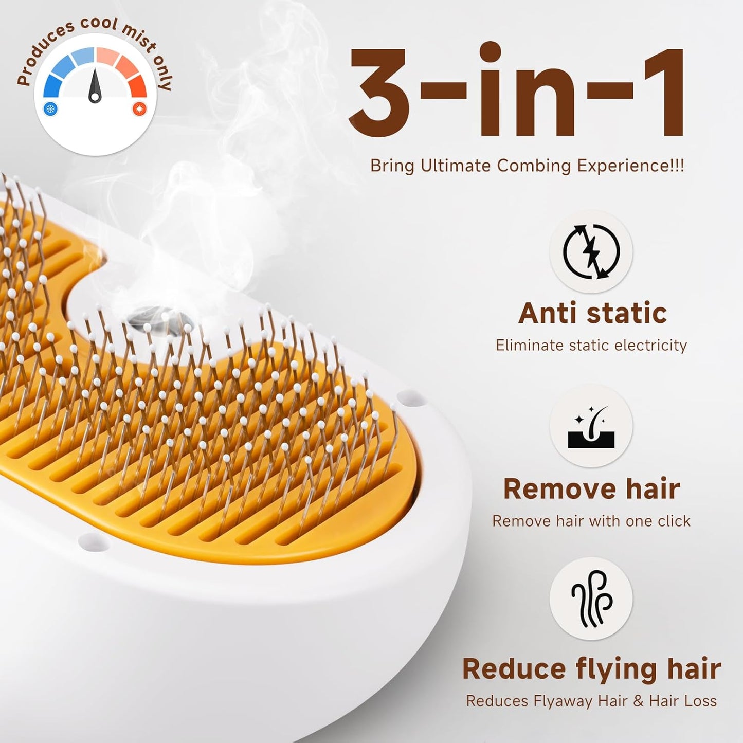 Pet Steam Brush Dog Cat 2026 New Grooming Comb for Shedding, Floating Hair, Smooth & Detangling, Gentle Cool Mist Softens Hair Reduces Static Helps Pets Who Dislike Bathing,Includes Waterless Shampoo