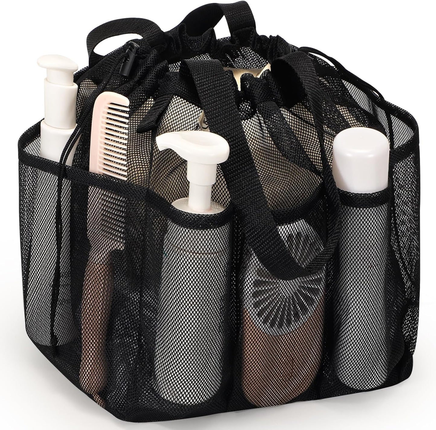 Mesh Shower Caddy Portable with Drawstring, Dorm Room Essentials for College Students Girls & Boys, Large Shower Bag for Camping,Swimming,Gym,Travel,Bathroom - Yellow