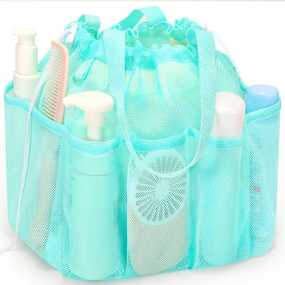 Mesh Shower Caddy Portable with Drawstring, Dorm Room Essentials for College Students Girls & Boys, Large Shower Bag for Camping,Swimming,Gym,Travel,Bathroom - Yellow