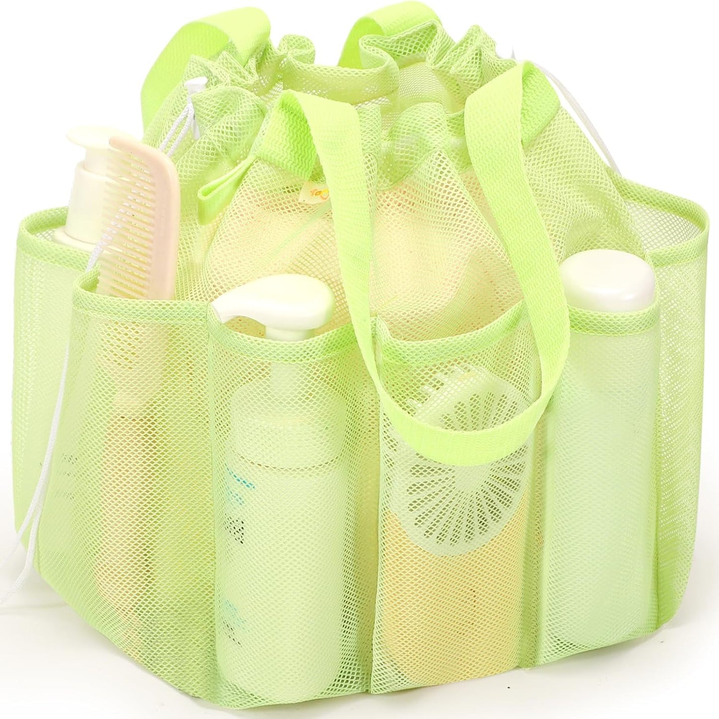 Mesh Shower Caddy Portable with Drawstring, Dorm Room Essentials for College Students Girls & Boys, Large Shower Bag for Camping,Swimming,Gym,Travel,Bathroom - Yellow