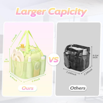 Mesh Shower Caddy Portable with Drawstring, Dorm Room Essentials for College Students Girls & Boys, Large Shower Bag for Camping,Swimming,Gym,Travel,Bathroom - Yellow