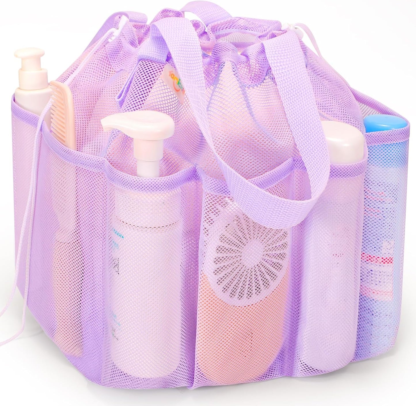 Mesh Shower Caddy Portable with Drawstring, Dorm Room Essentials for College Students Girls & Boys, Large Shower Bag for Camping,Swimming,Gym,Travel,Bathroom - Yellow