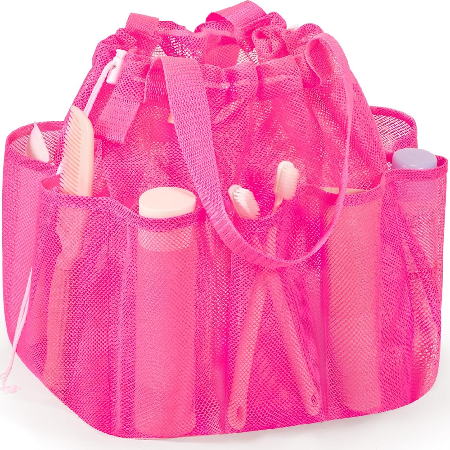 Mesh Shower Caddy Portable with Drawstring, Dorm Room Essentials for College Students Girls & Boys, Large Shower Bag for Camping,Swimming,Gym,Travel,Bathroom - Yellow