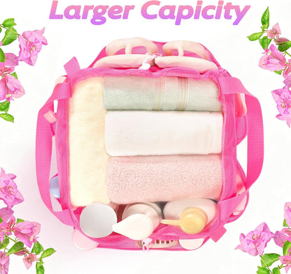 Mesh Shower Caddy Portable with Drawstring, Dorm Room Essentials for College Students Girls & Boys, Large Shower Bag for Camping,Swimming,Gym,Travel,Bathroom - Yellow