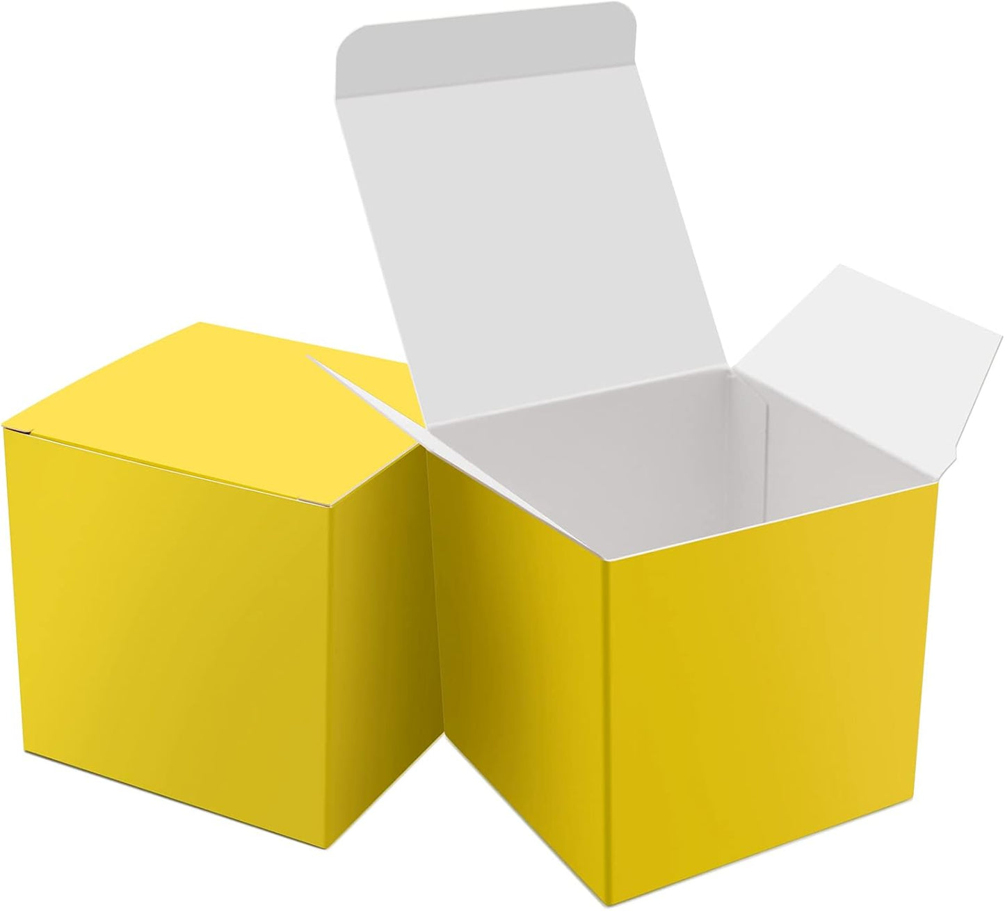 25 Pcs Yellow Paper Gift Boxes, Small 3x3x3 inch Gift Box with Lids | Candy Treat Boxes Bulk for Party Favors, Birthday Gifts, Wedding Gifts