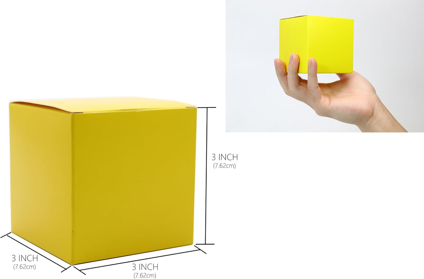 25 Pcs Yellow Paper Gift Boxes, Small 3x3x3 inch Gift Box with Lids | Candy Treat Boxes Bulk for Party Favors, Birthday Gifts, Wedding Gifts
