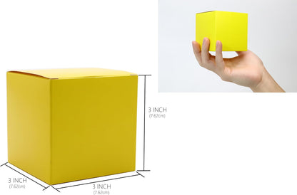25 Pcs Yellow Paper Gift Boxes, Small 3x3x3 inch Gift Box with Lids | Candy Treat Boxes Bulk for Party Favors, Birthday Gifts, Wedding Gifts